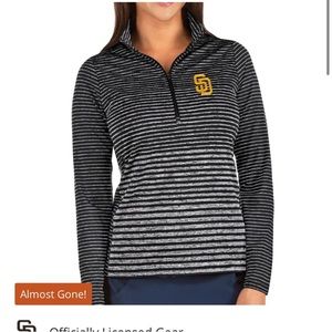 San Diego Padres Antigua Heather Black Half Zip Pullover Size Small